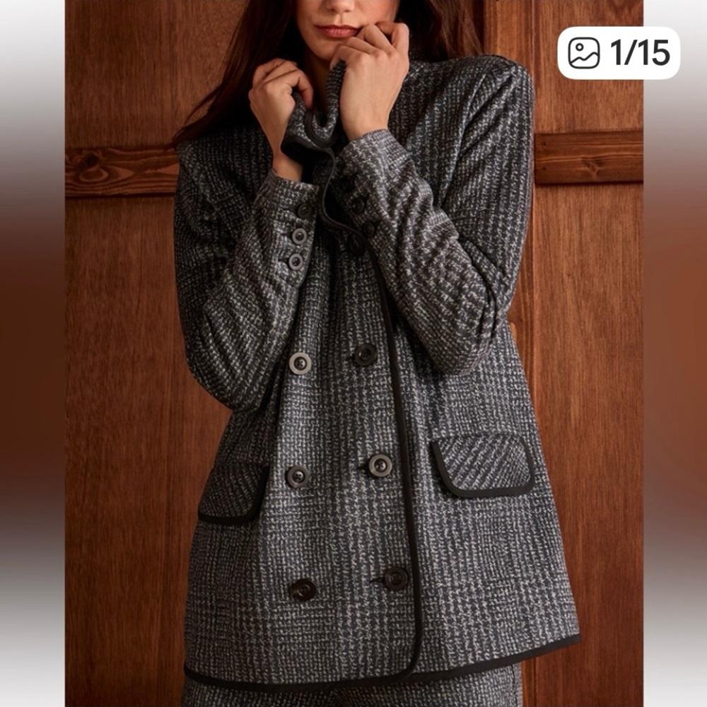 CAbi Black and Gray Textured Blazer